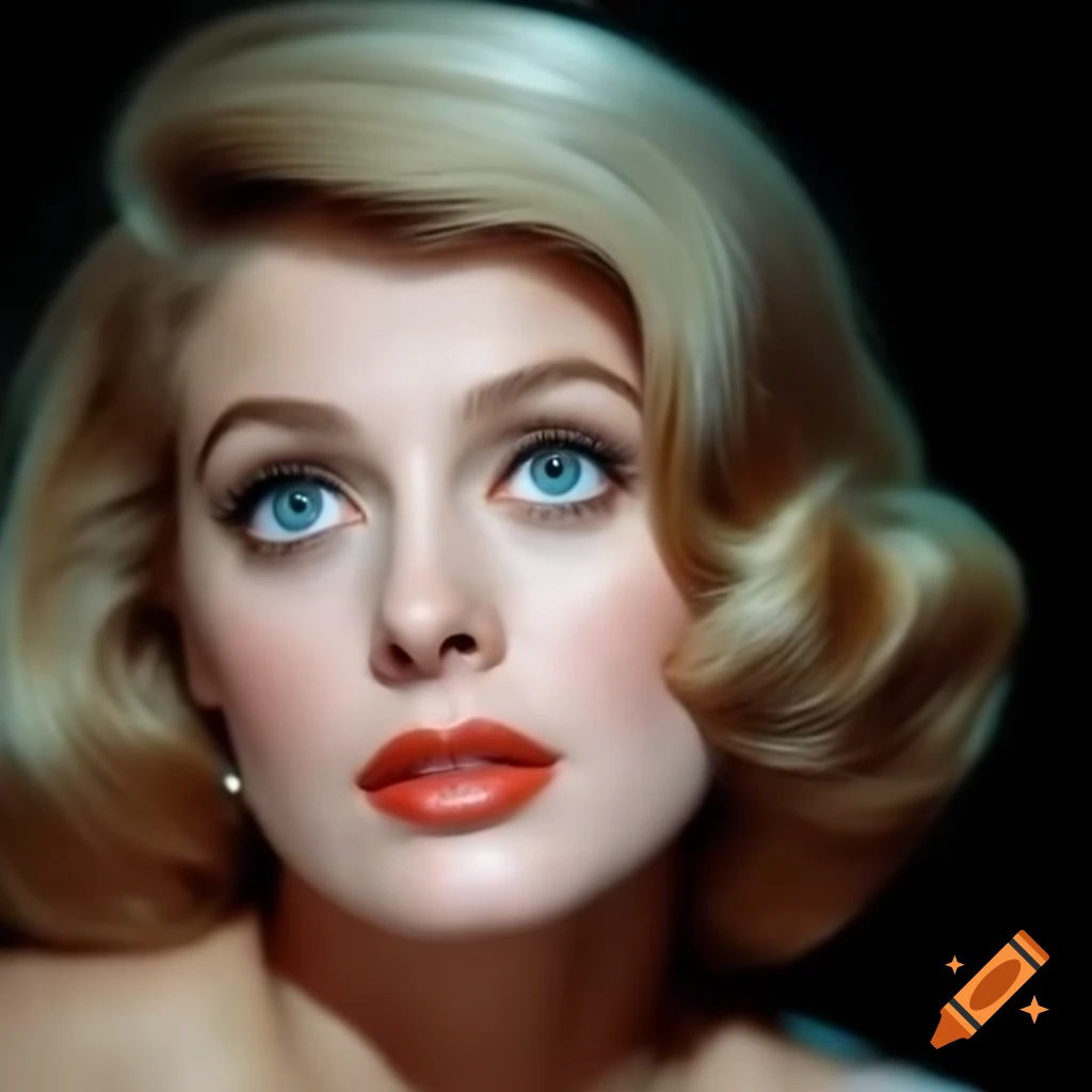 Candid shot of a charming European actress on movie set in 1963