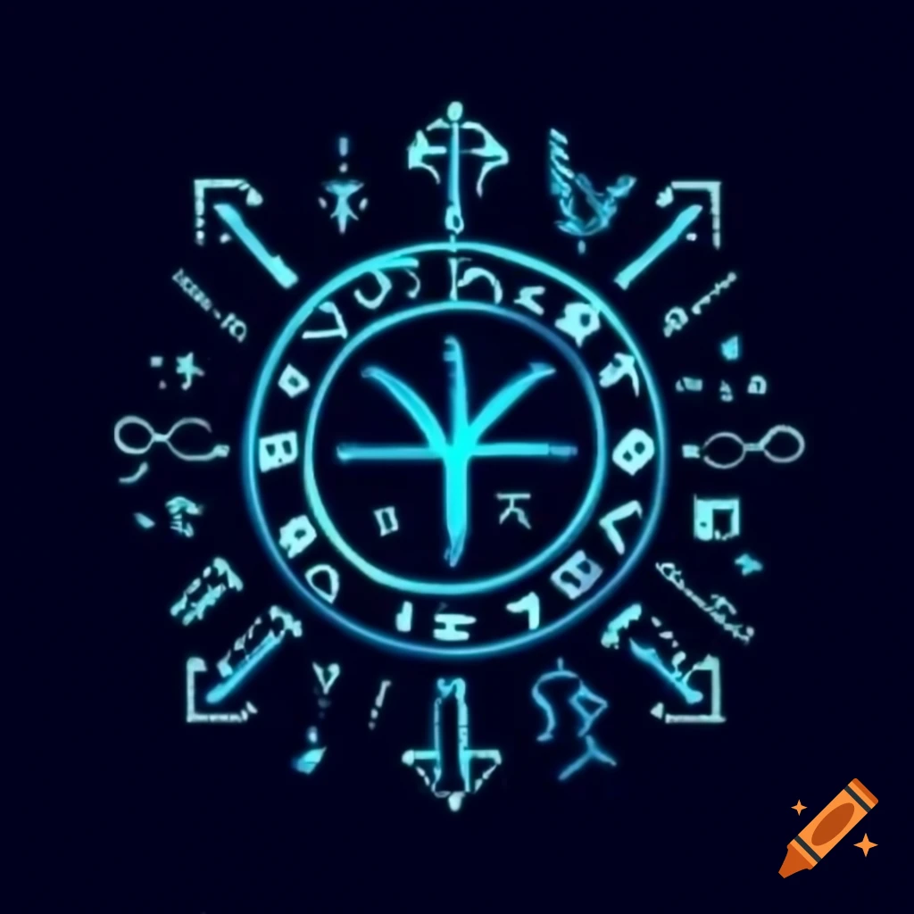 Set of magical runes with intricate designs