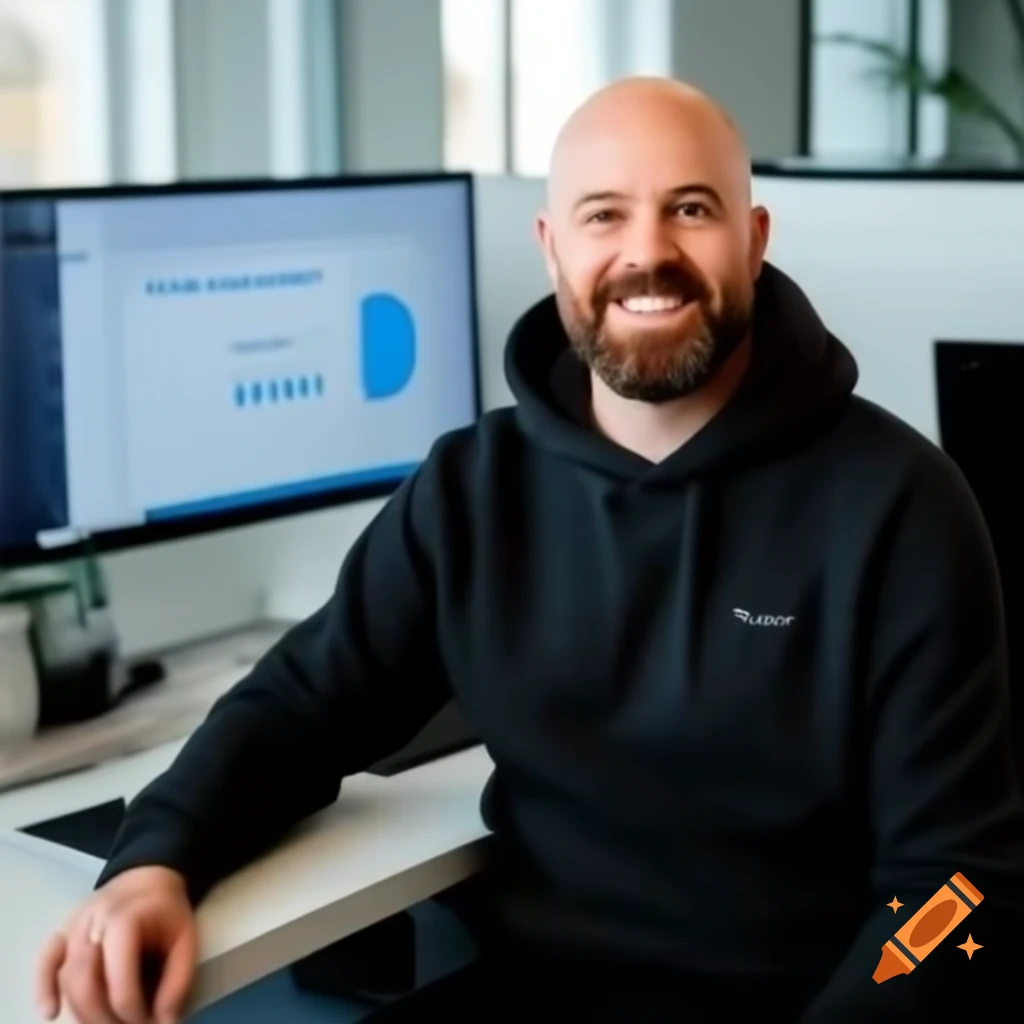 Male web developer in casual clothing in modern office setting