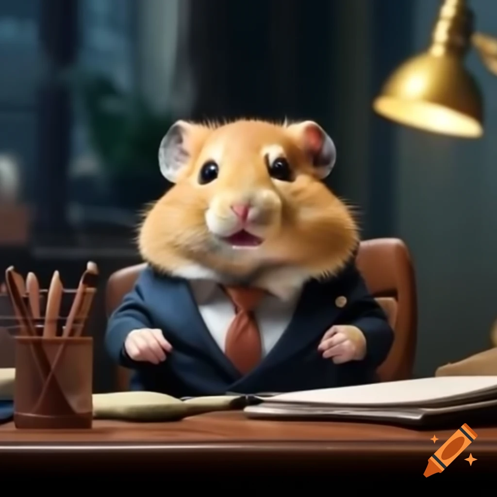 Hamster dressed as a manager in an office setting