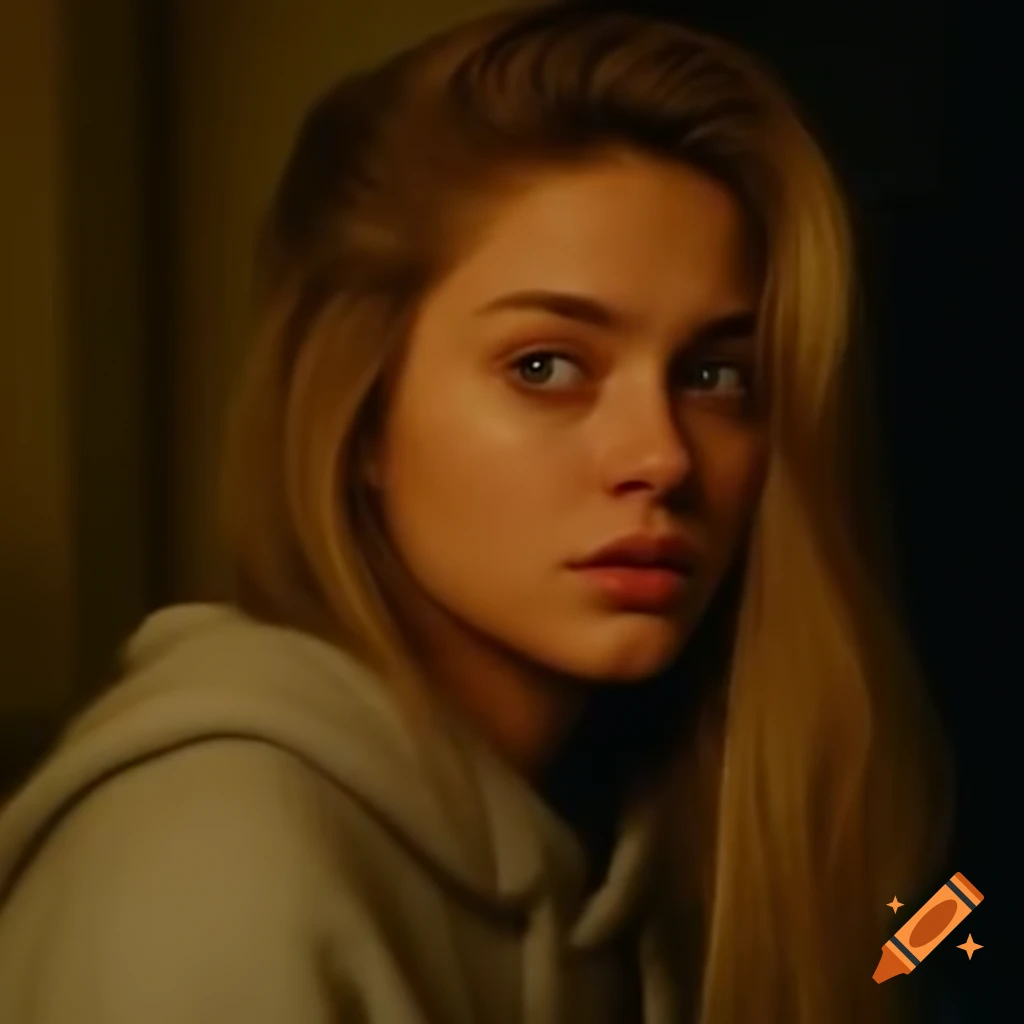 Thoughtful woman with warm brown eyes and blonde hair tied back