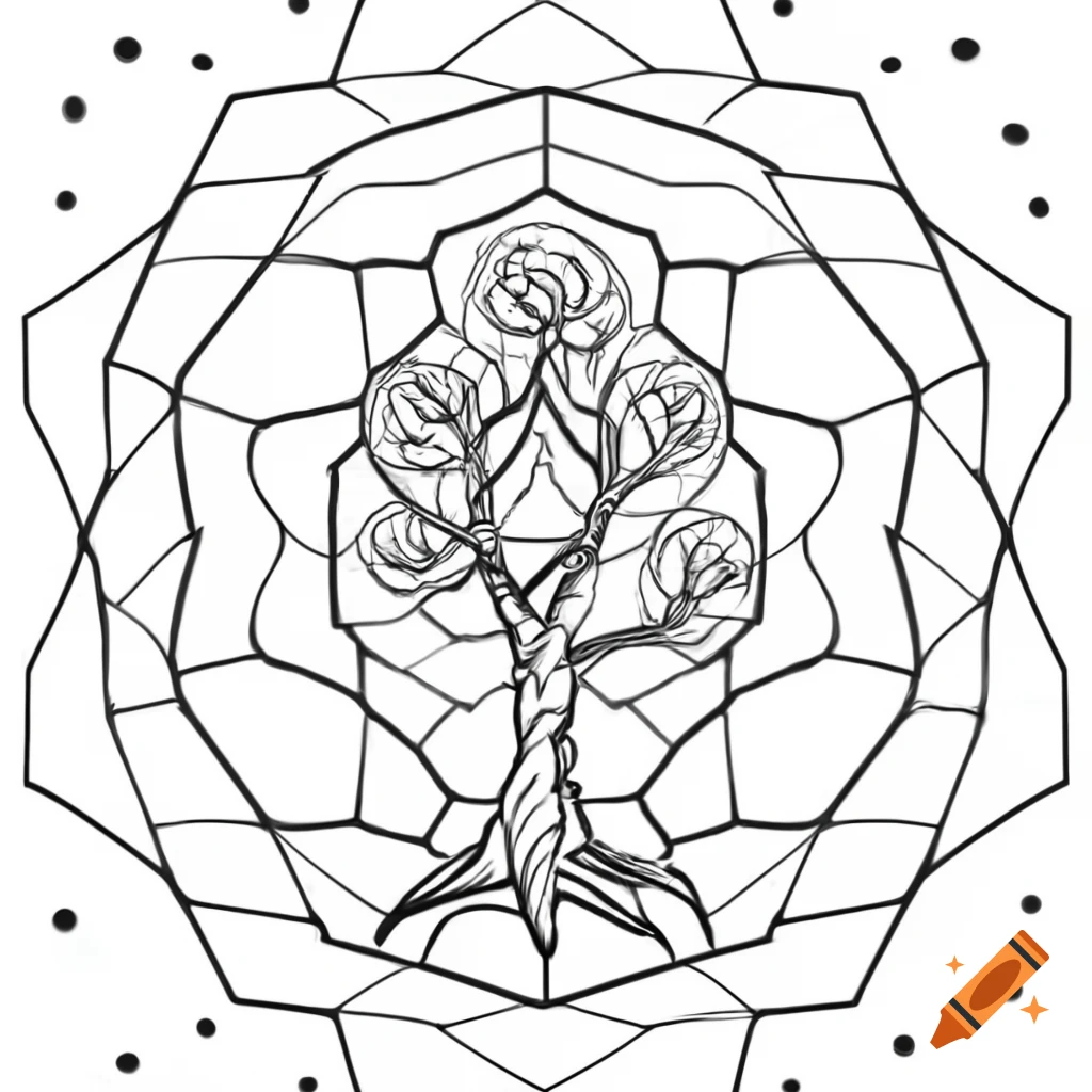 Trippy hexagon-shaped tree in space