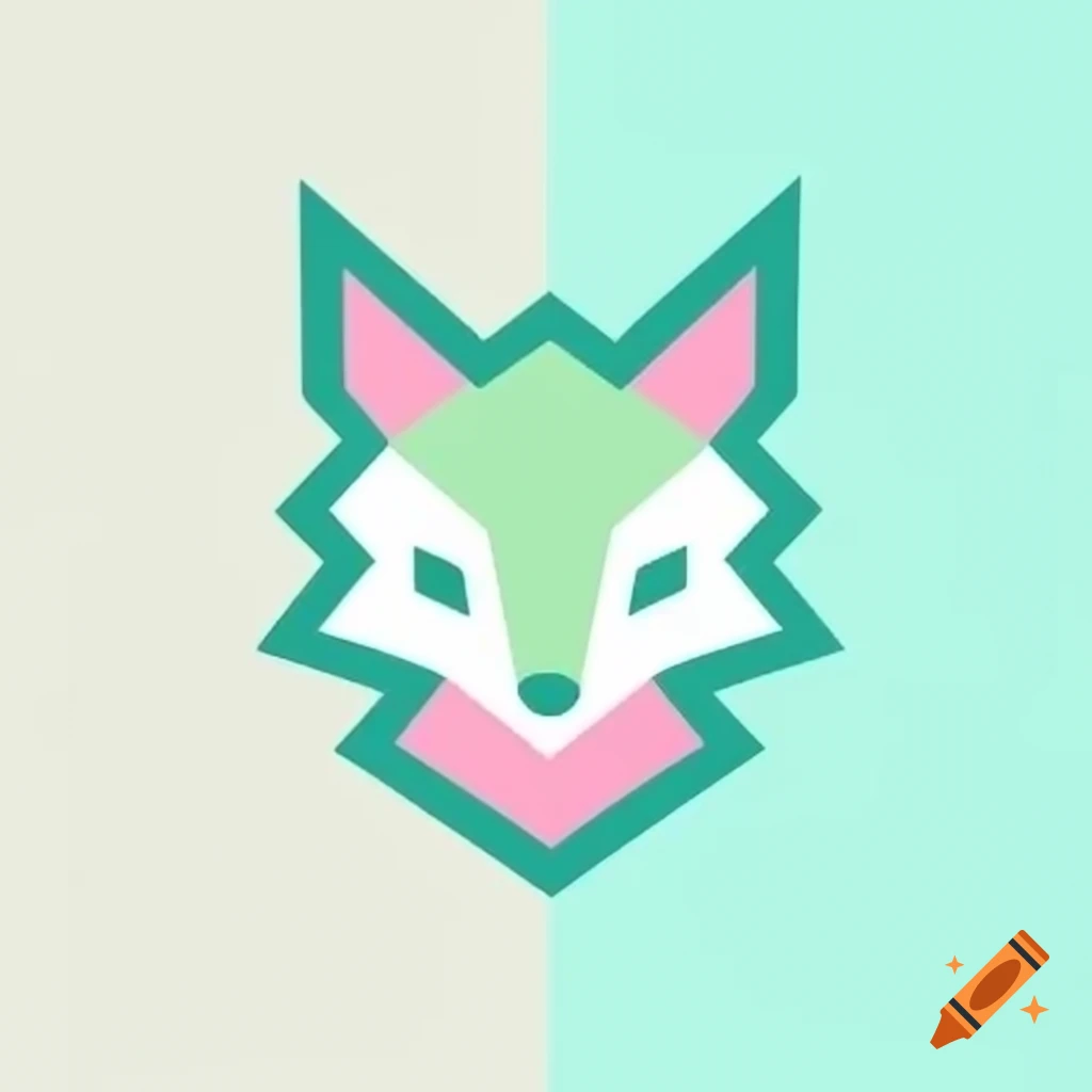 Minimalistic esports logo featuring stylized fox with pastel colors and modern design