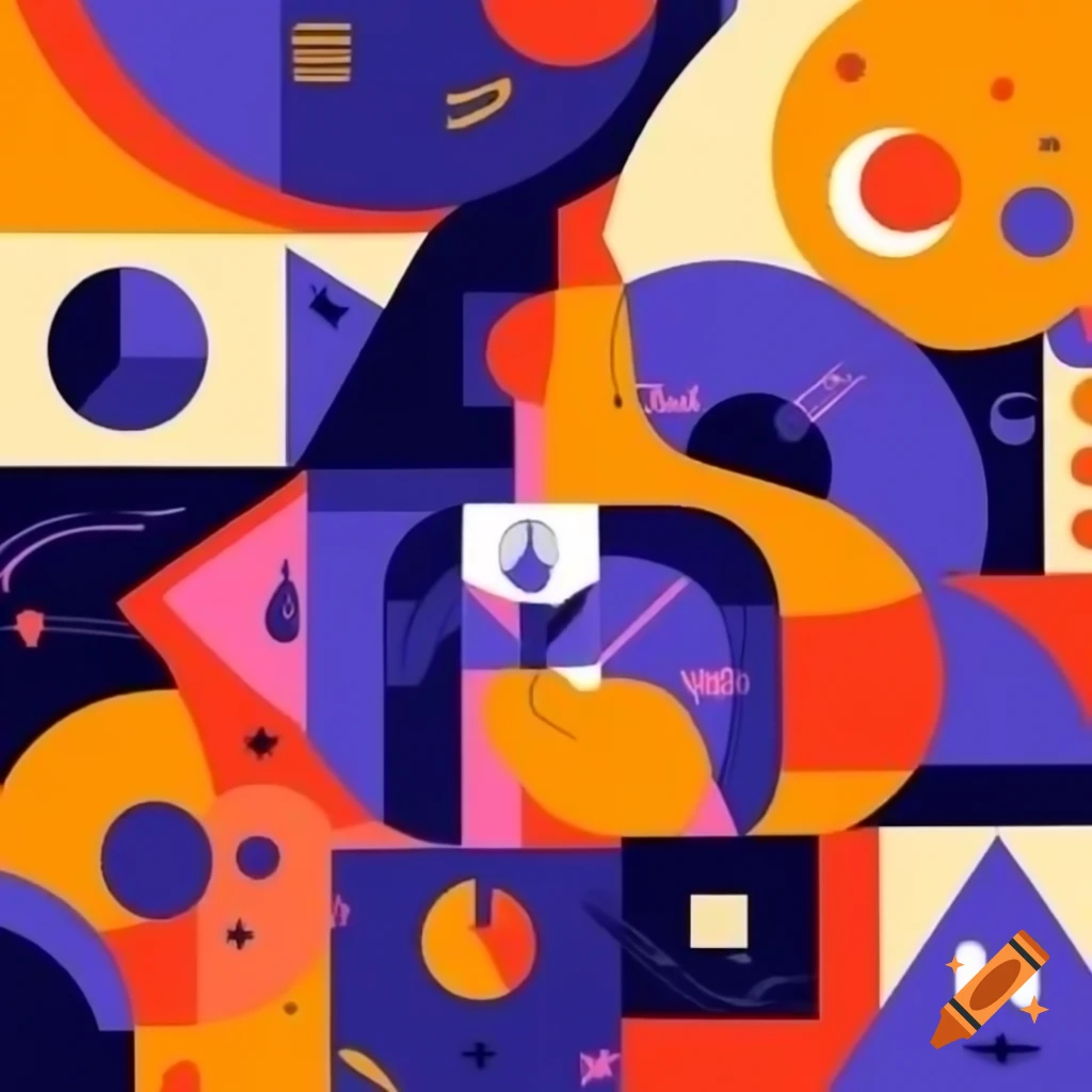 Abstract artwork titled 'Art is Universal' using geometric figures and shapes