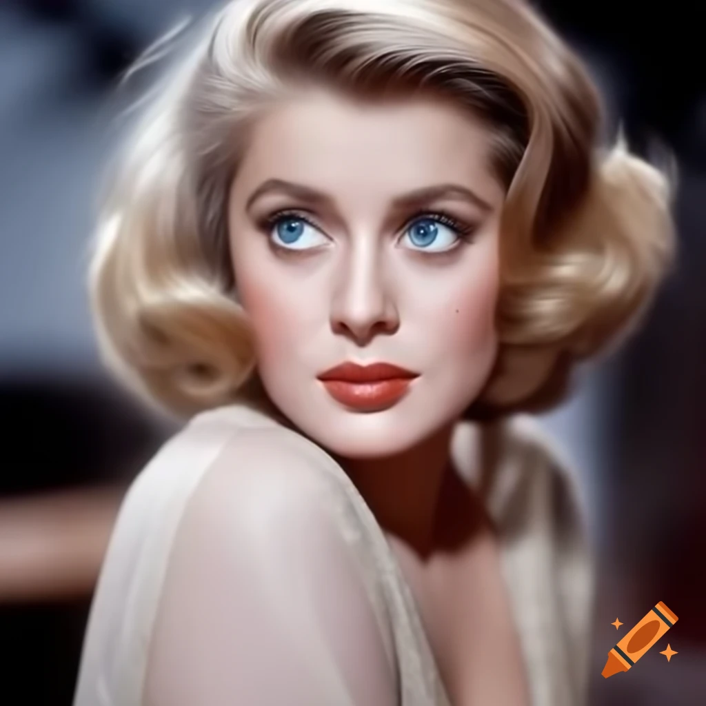 Candid shot of a charming European actress on movie set in 1963