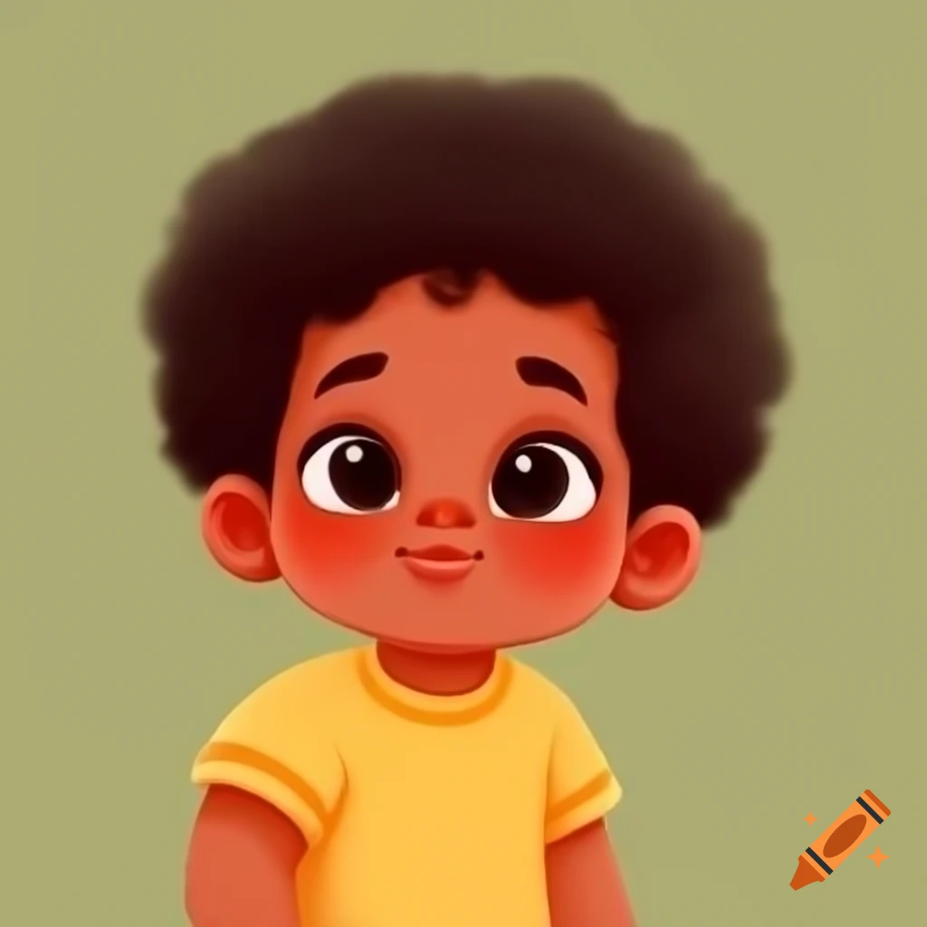 Smiling baby boy with Afro curly hair