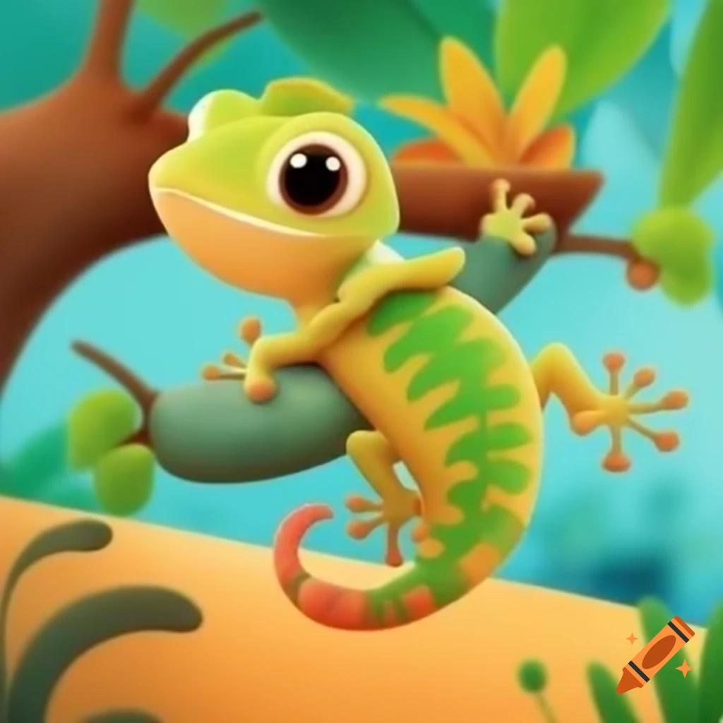 Illustration of a gecko for children's book