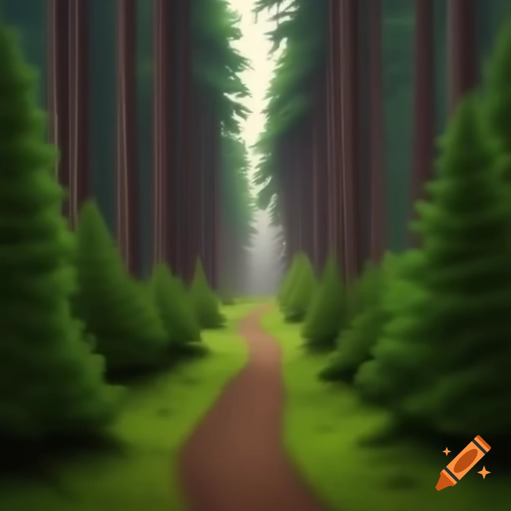 Dirt path winding through a lush green forest