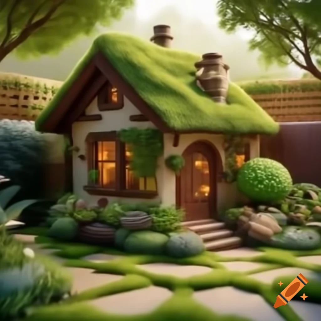 Small house with realistic garden