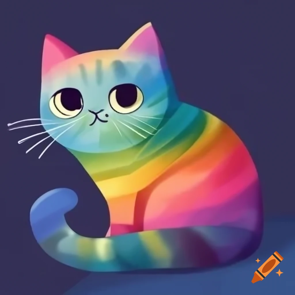 Cat with rainbow colors