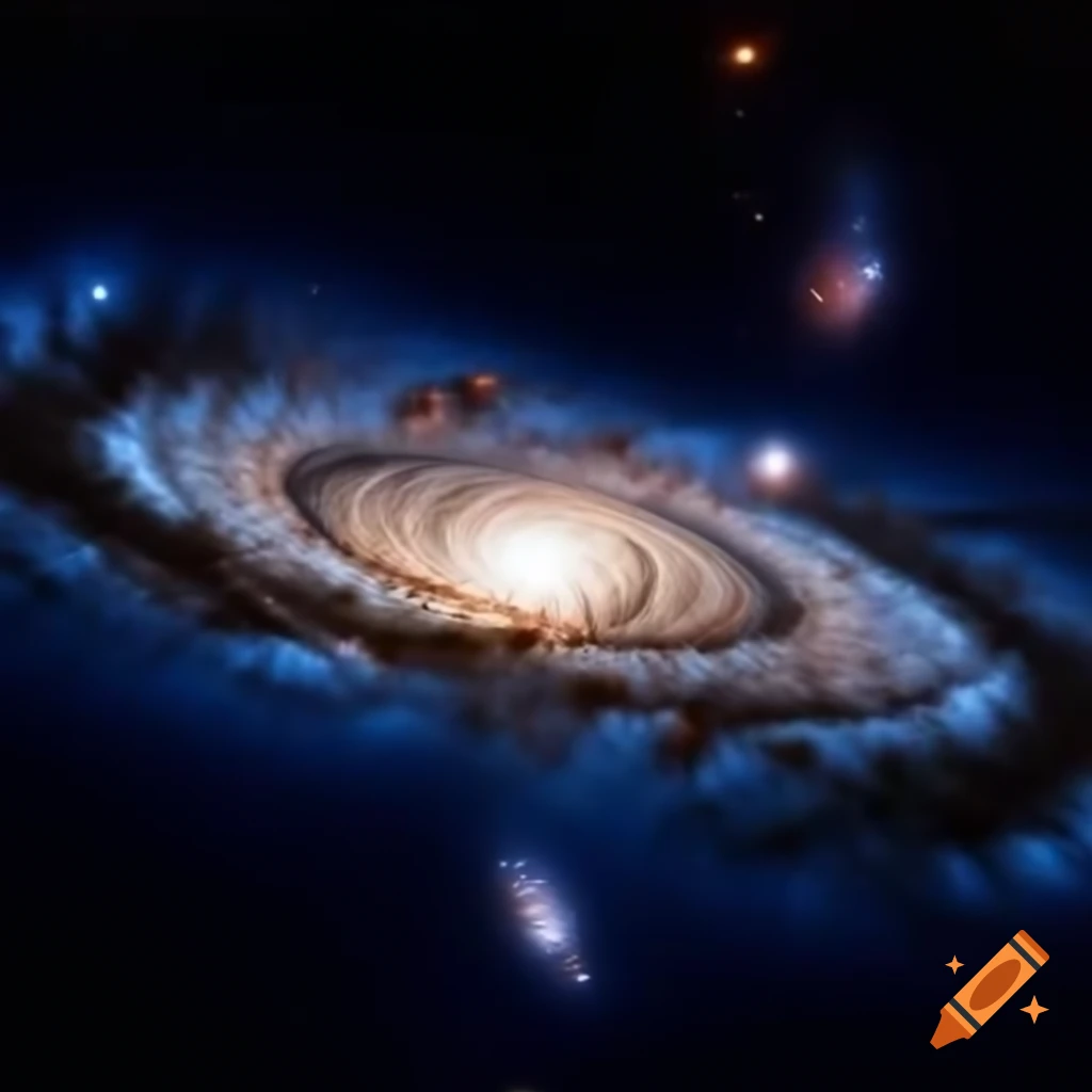 Deep space featuring a distant galaxy