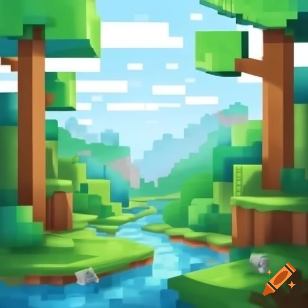 Minecraft-style forest artwork