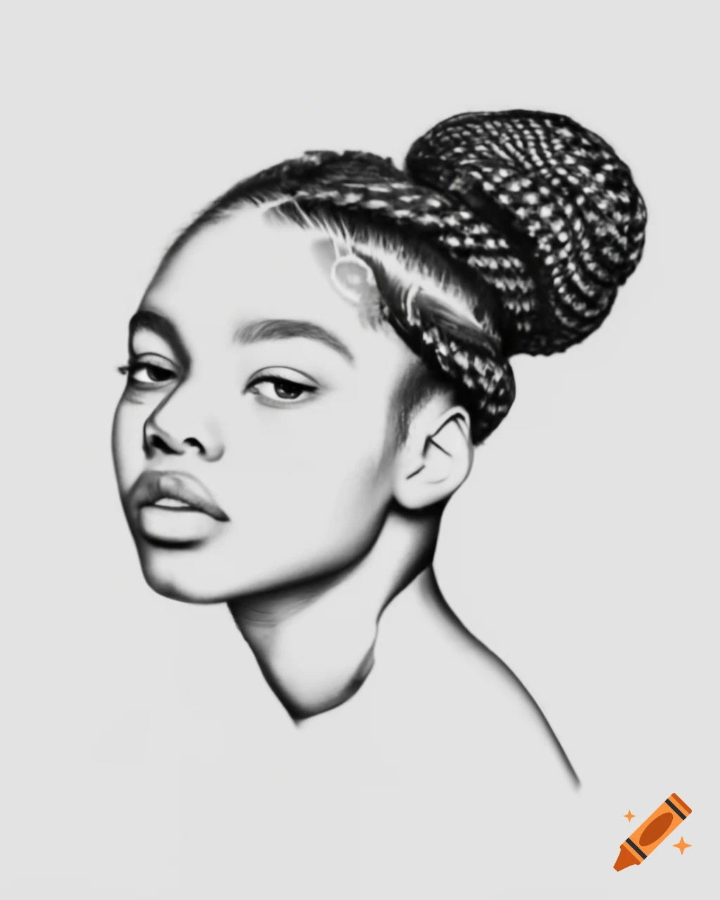 Young black woman with a stylish braid bun hairstyle