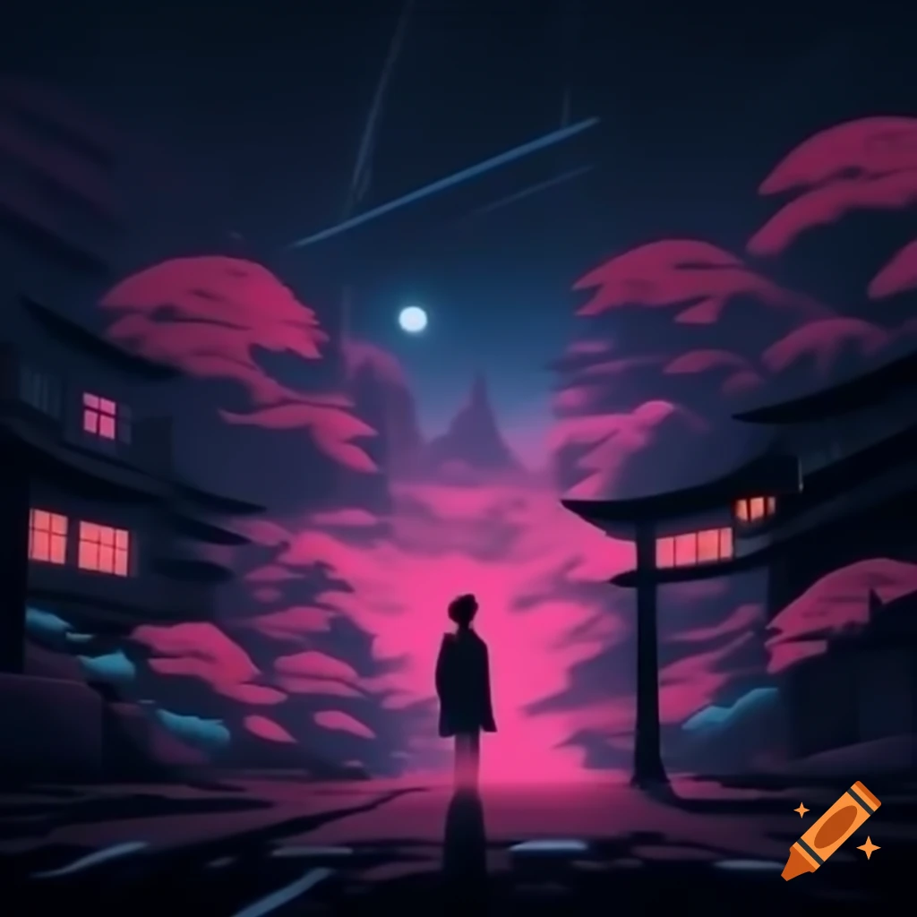 Vibrant synthwave Japanese futuristic landscape in 4K