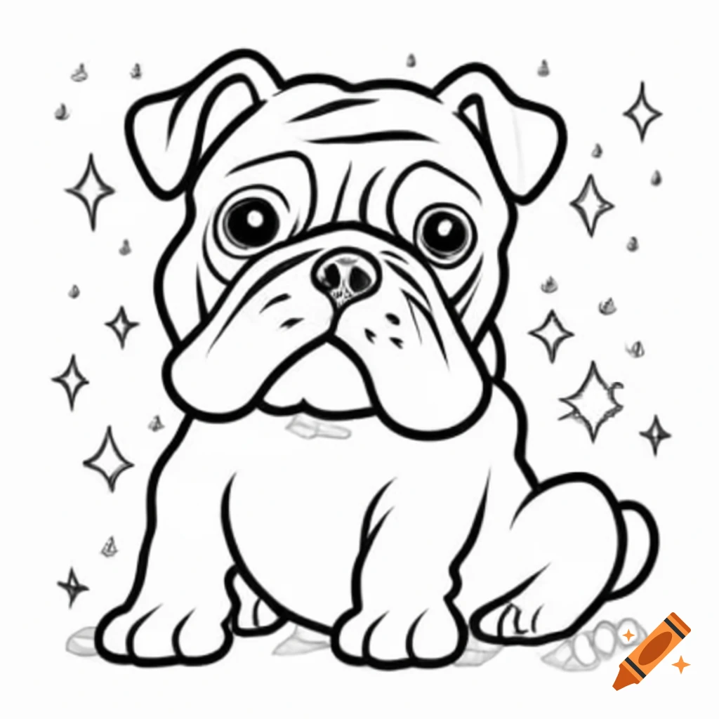 Bulldog illustration for coloring book