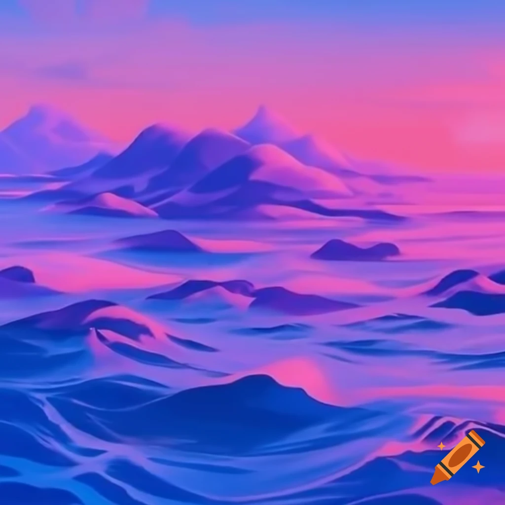 Colorful purple, pink, and blue seascape