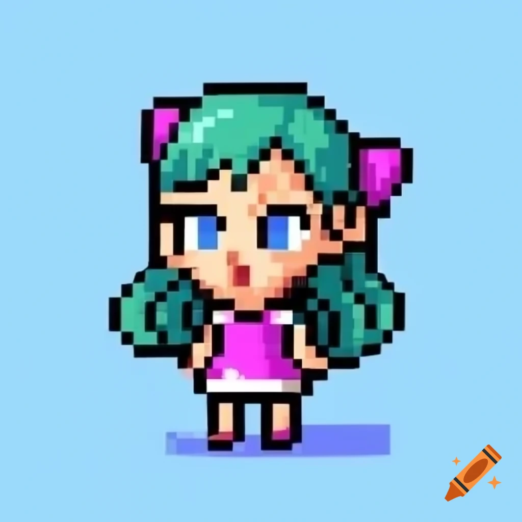 2D pixel art sprite of a girl in full length, 64x64 resolution