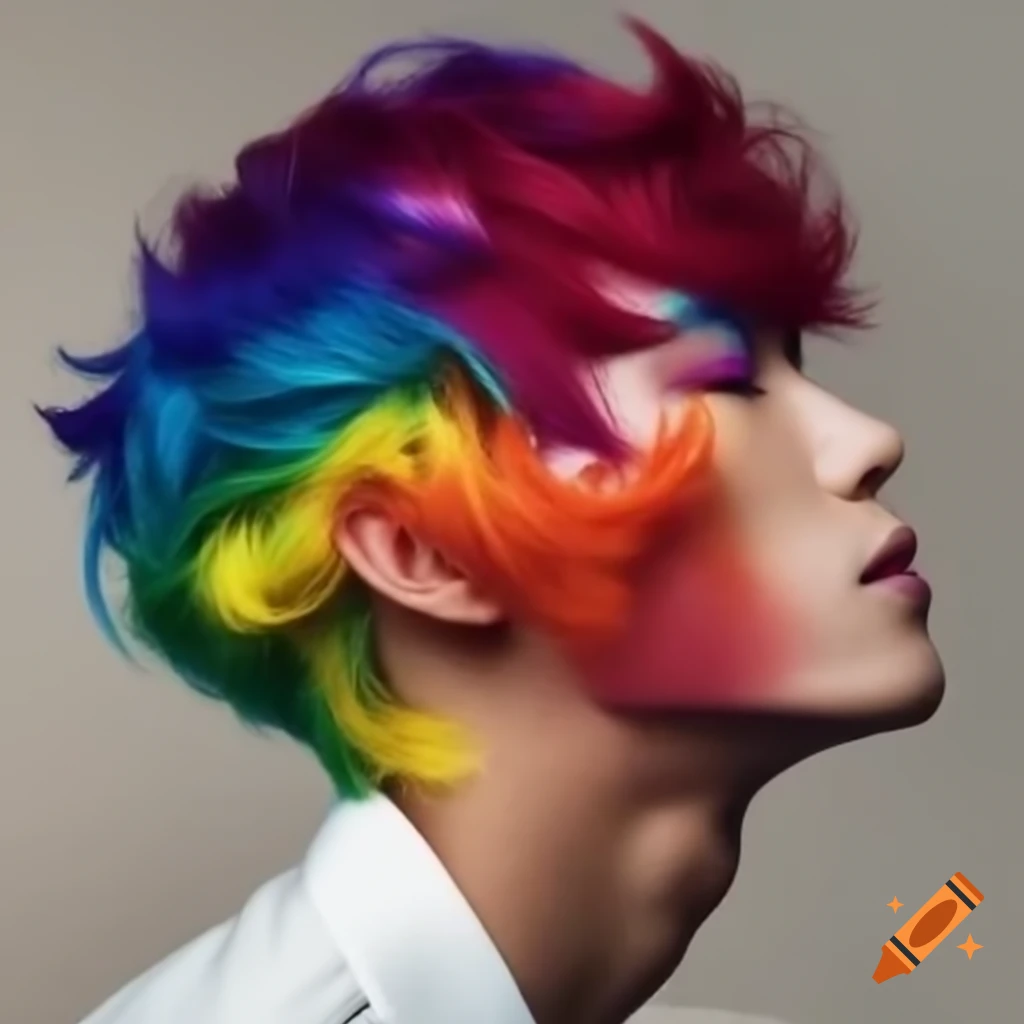 Man with rainbow-colored hair