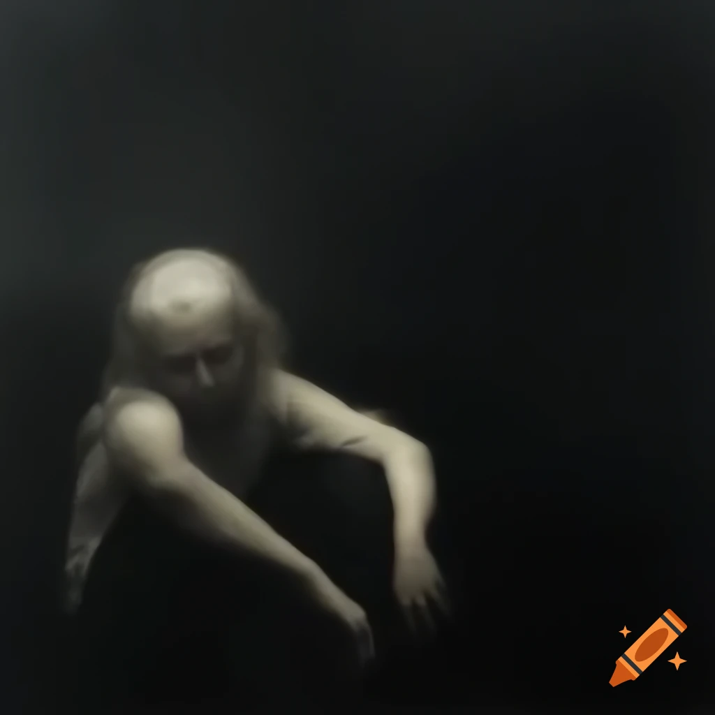 Cyclops emerging from dark canvas, portraying anguish and fear, inspired by Goya