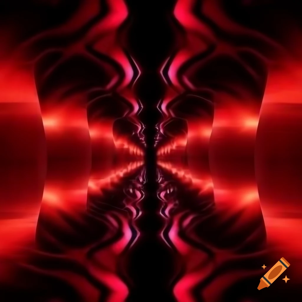Ethereal path with red and black textures and vibrant stripes in seamless patterns