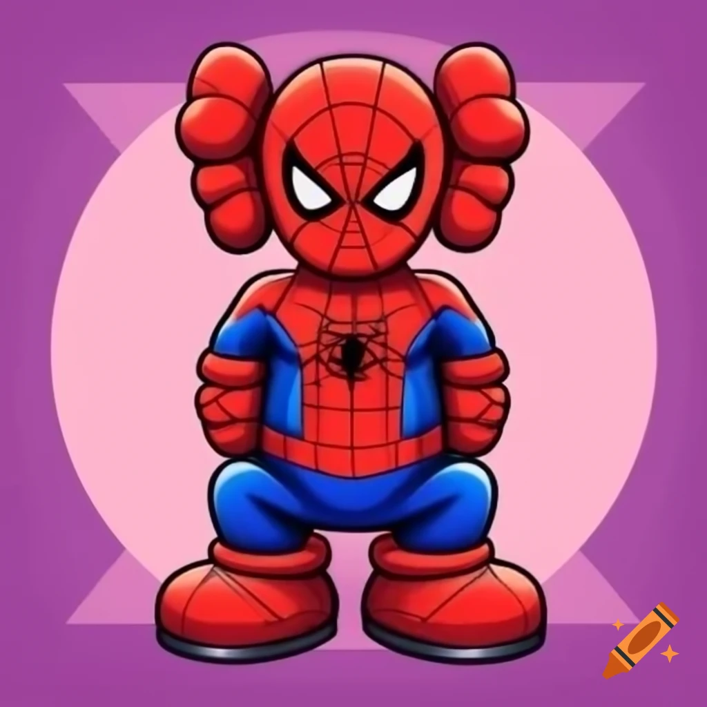 Kaws-inspired Spiderman character illustration