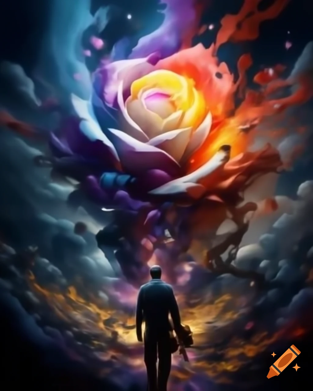 Vibrant abstract canvas representing romance and emotions