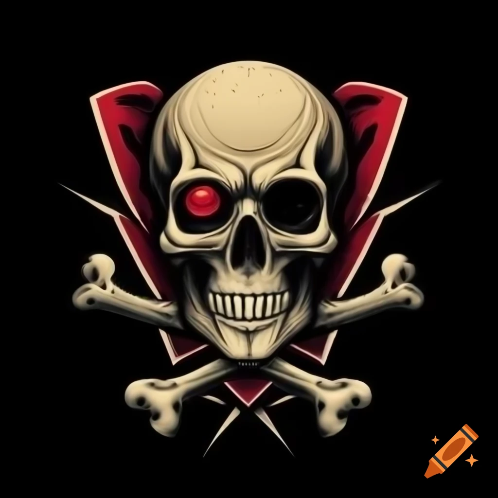 Vector illustration of skull and crossbones design with detailed jaw structure