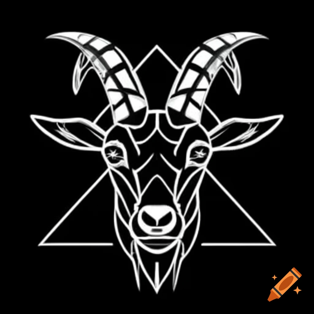 Geometric stylized line work of a goat head