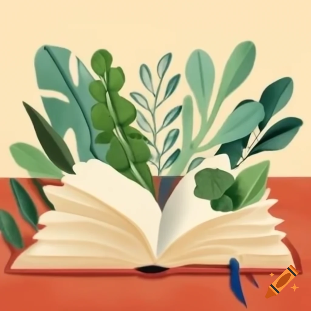 Concept of a book transforming into a plant