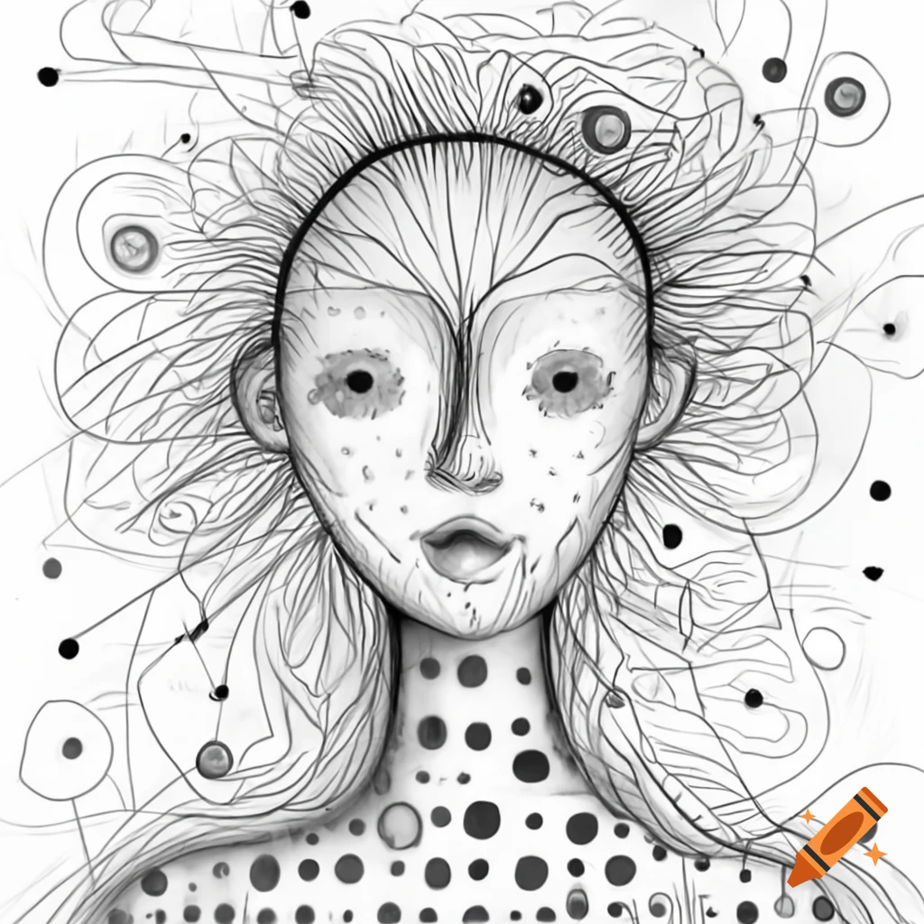 Professional drawing utilizing dots, dashes, lines, and squiggles technique