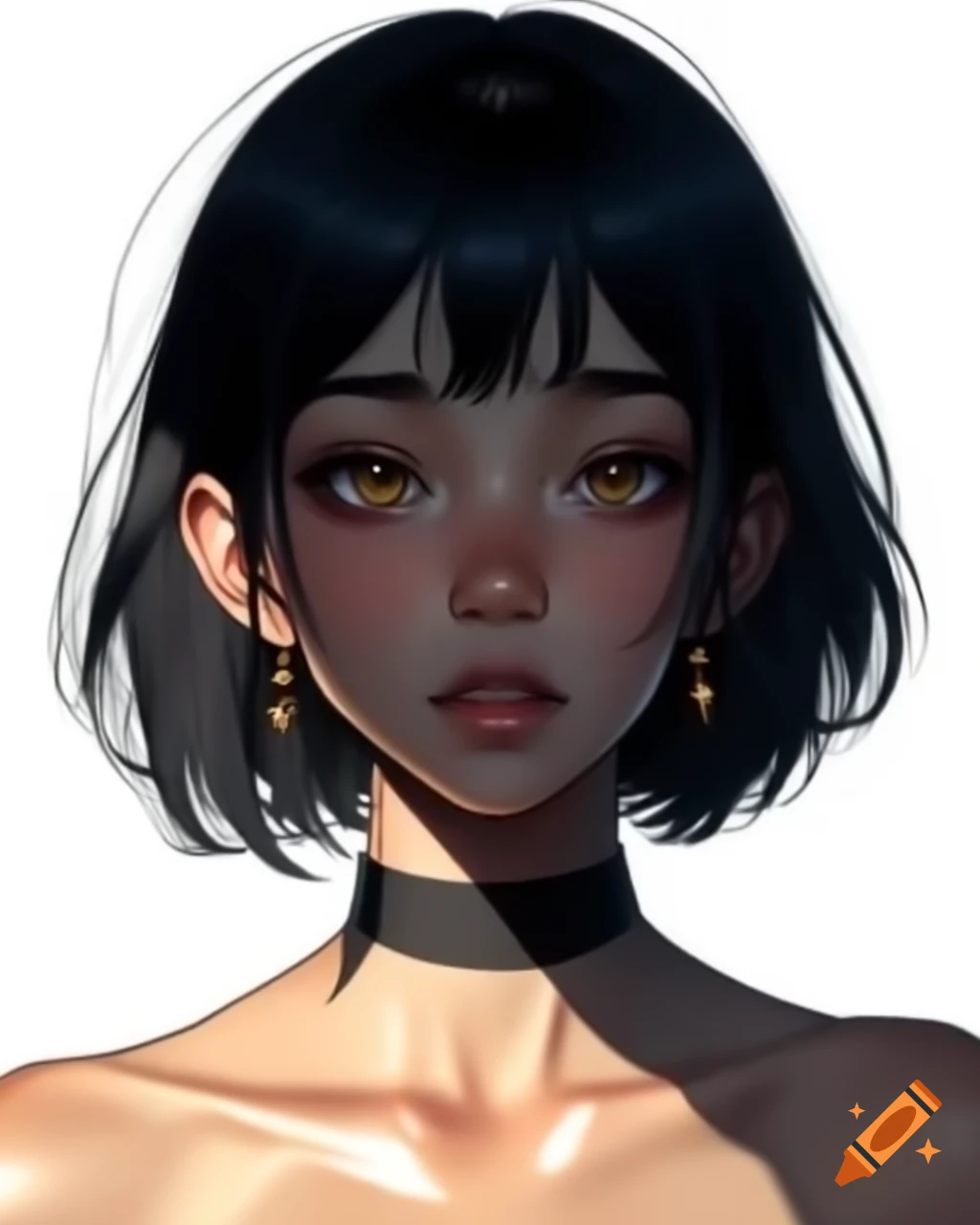 Black anime girl with short hair