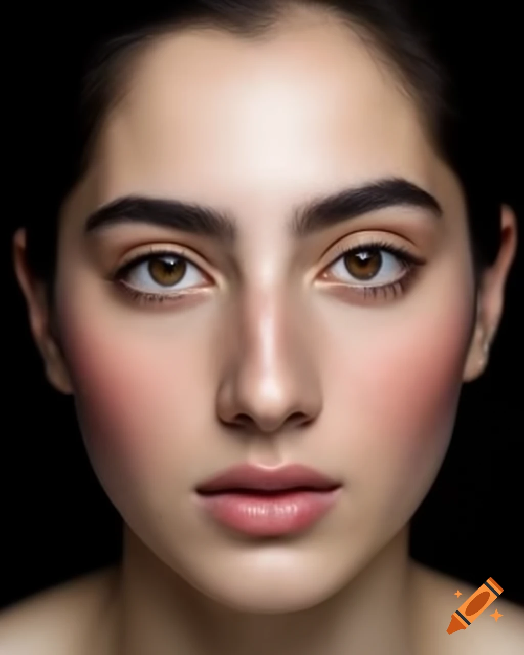 Half-Japanese half-Iranian woman with minimal makeup and natural skin