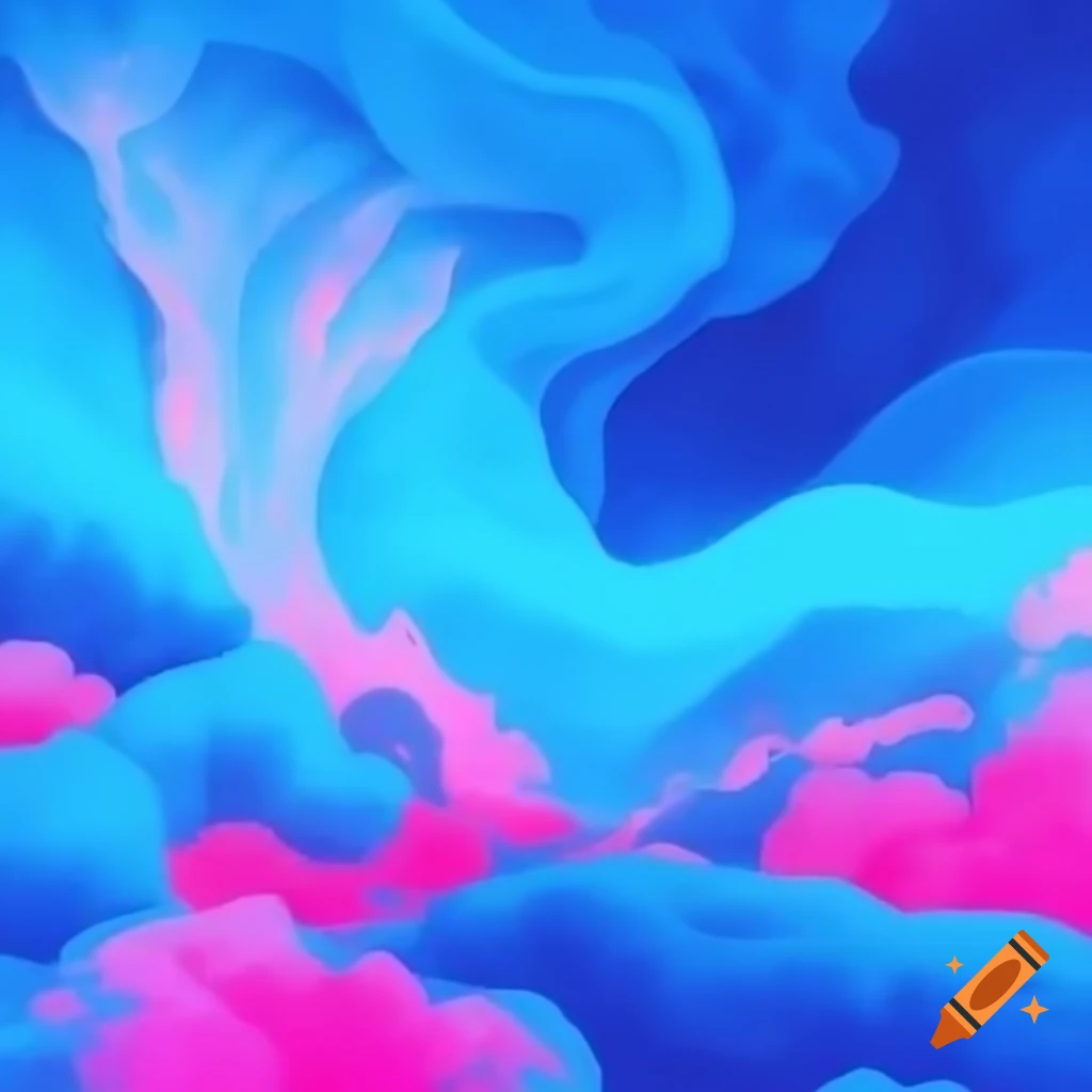 Surrealist blue and pink music album cover art