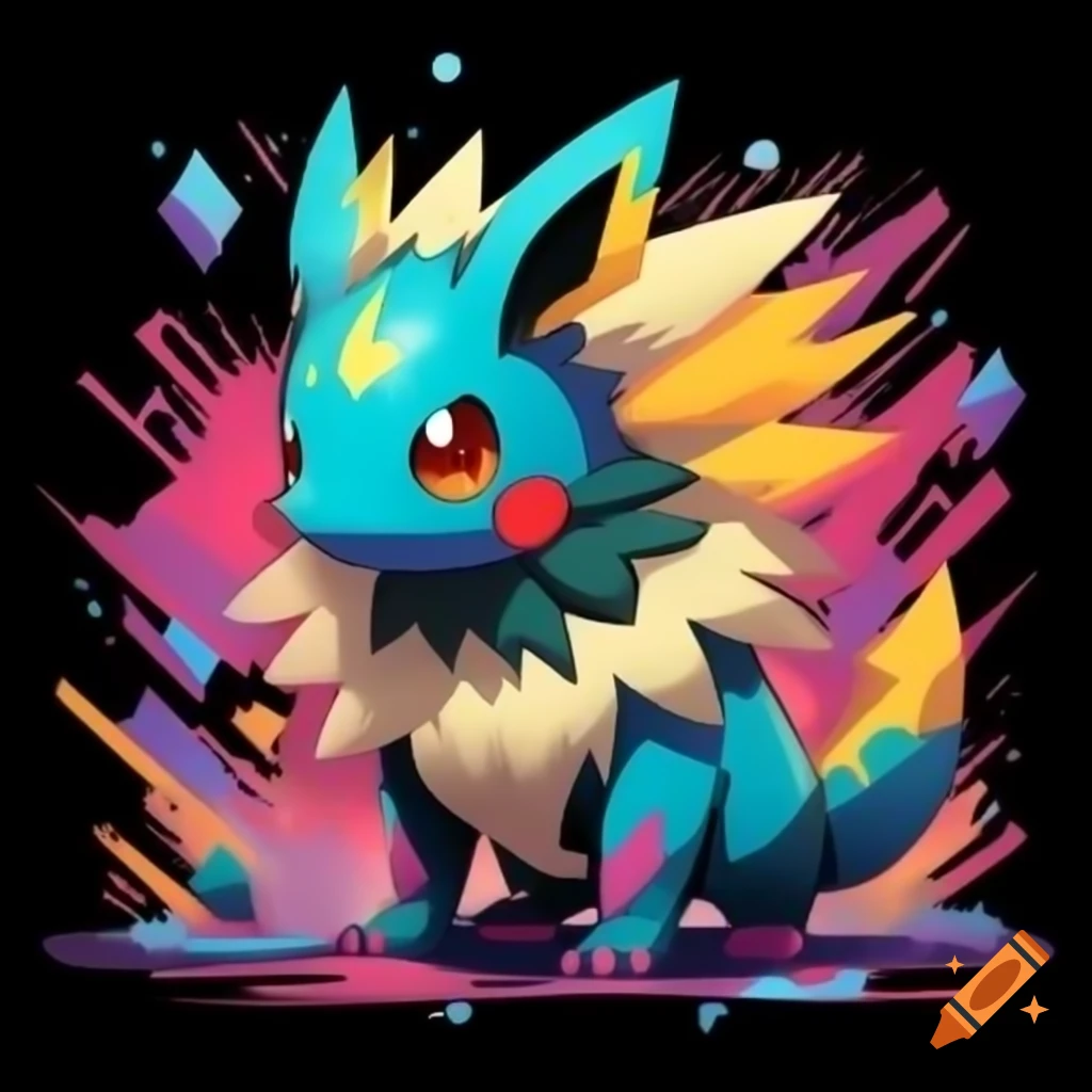 Unique AI-inspired Pokemon design blending multiple artistic influences
