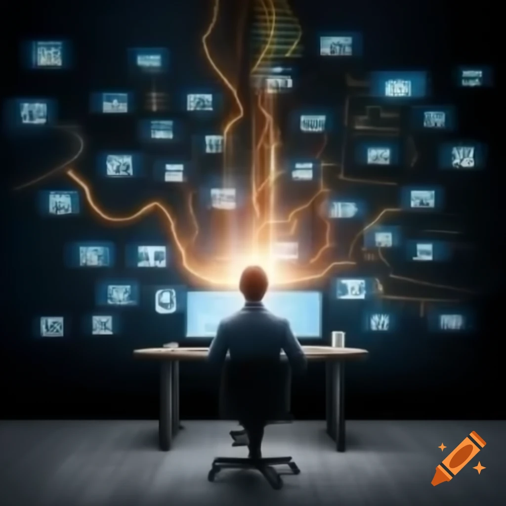 Individual in front of device with streams of posts, highlighting one glowing image