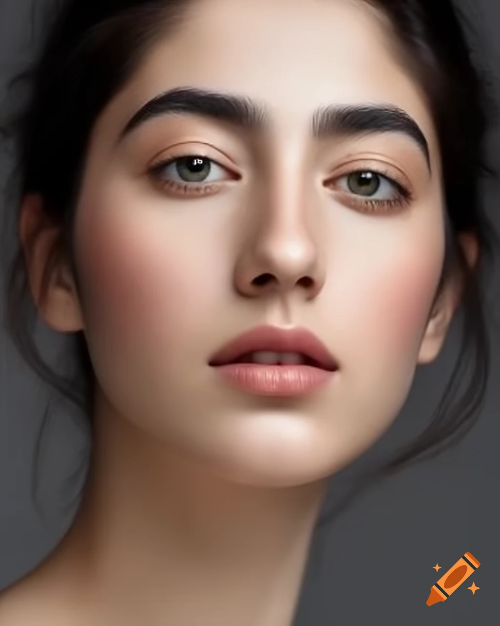 Portrait of young half-Japanese half-Iranian woman with minimal makeup and natural features