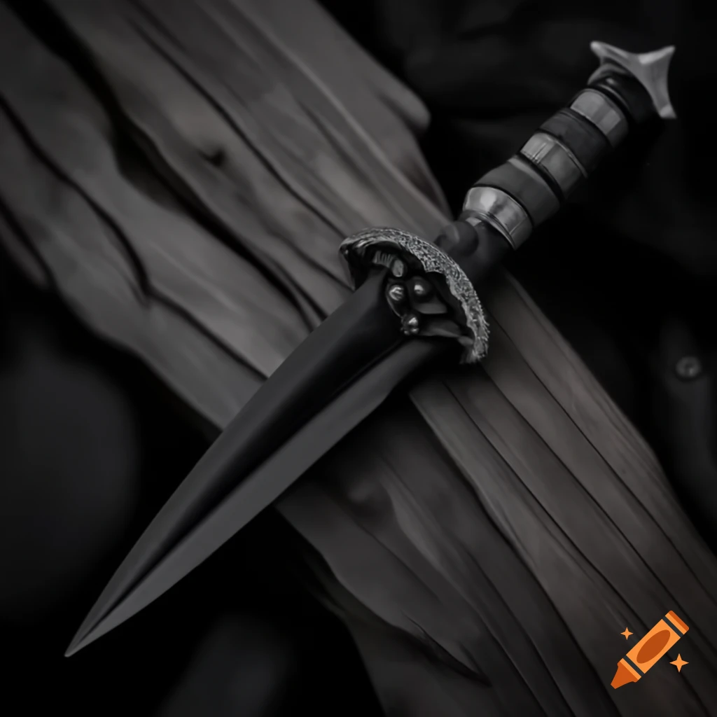 Obsidian dagger with dark, shiny blade