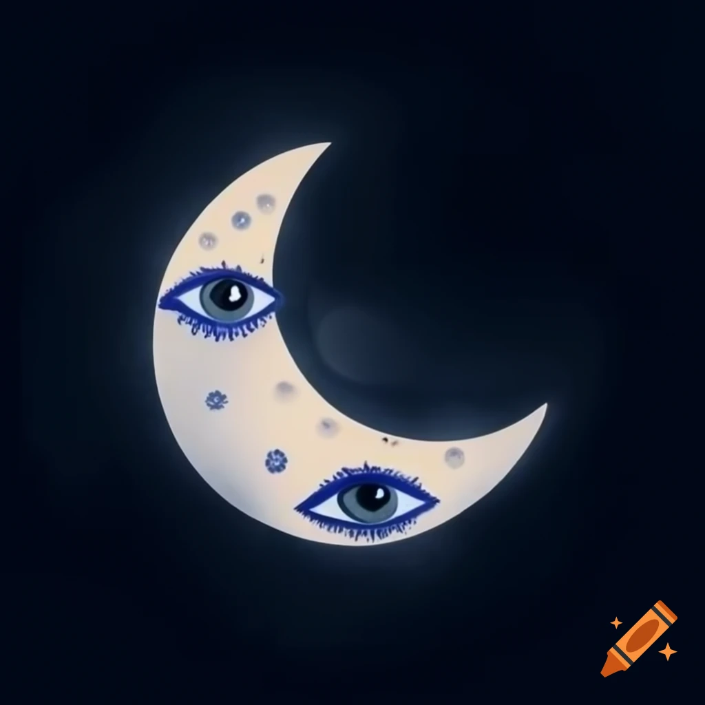 Crescent moon with an eye symbol at the center