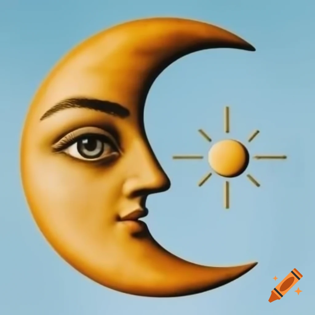 Crescent moon with an eye symbol in the center