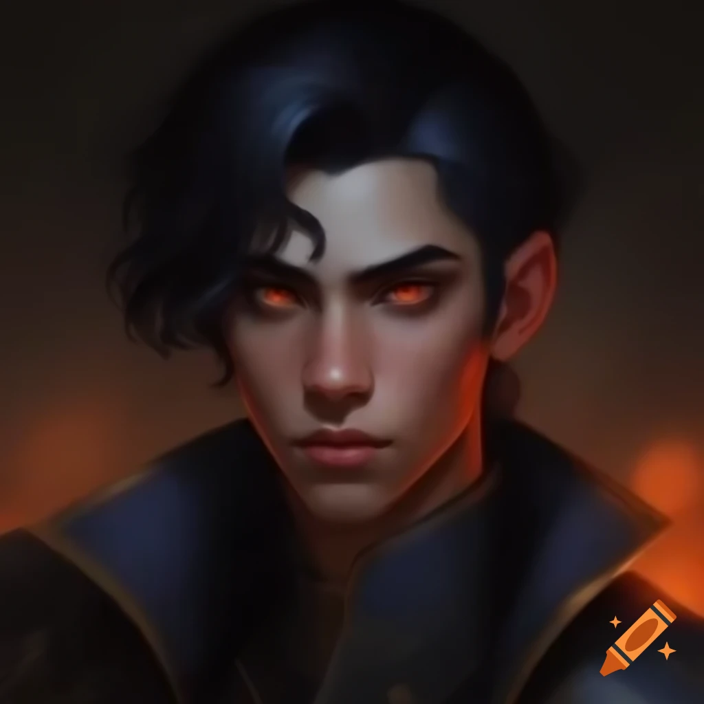Portrait of a young male dark mage with captivating features
