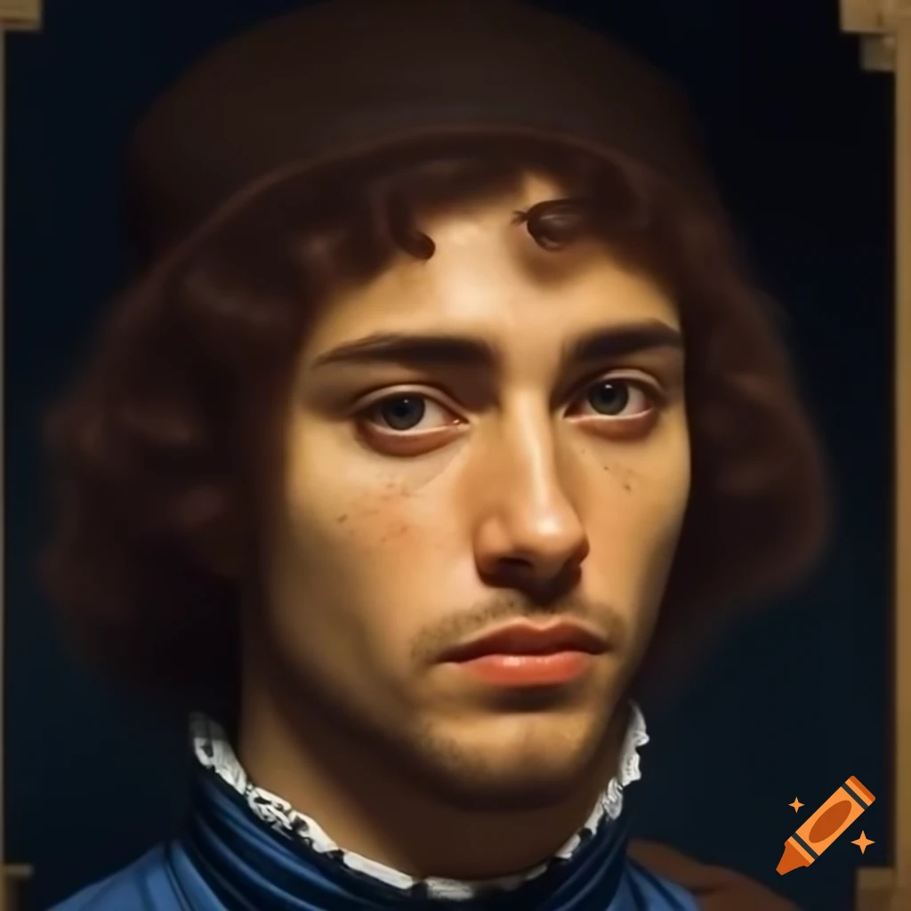 Renaissance portrait of youthful Arab gentleman with dark curls