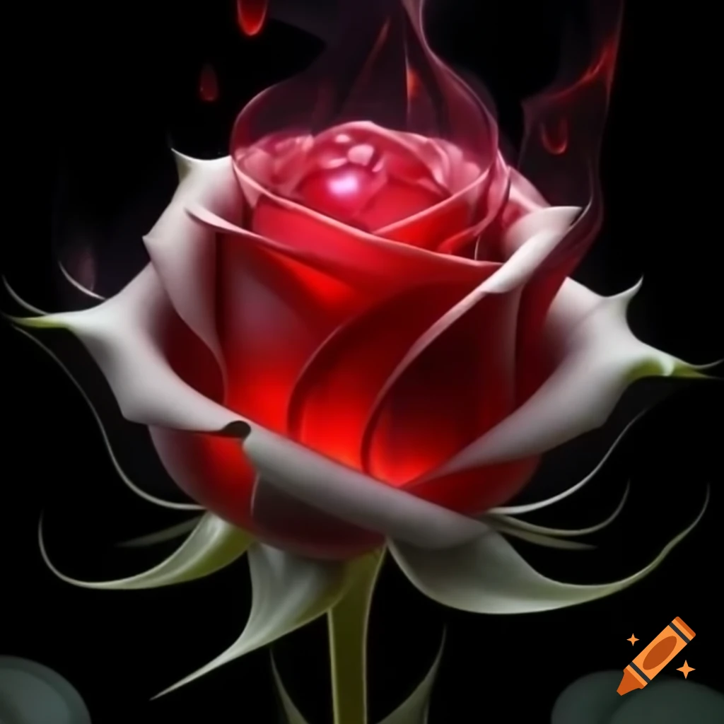 Intricately carved fiery red ruby in shape of blossoming rose
