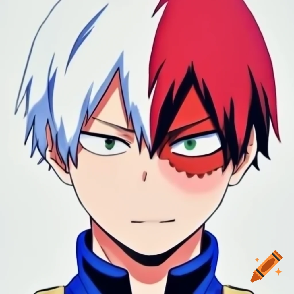 Anime drawing of Shoto Todoroki from My Hero Academia with clean lines