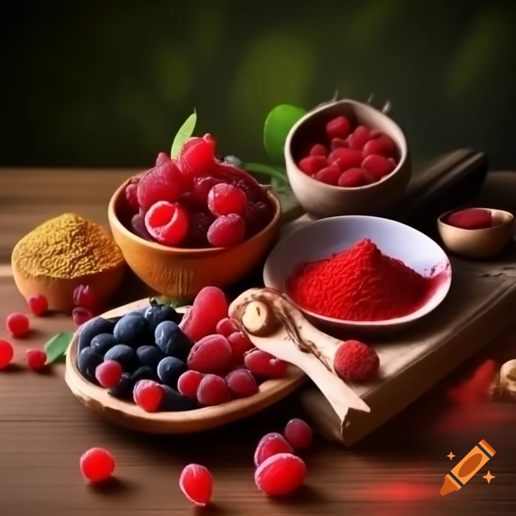 Colorful arrangement of antioxidant-rich foods for blood sugar regulation