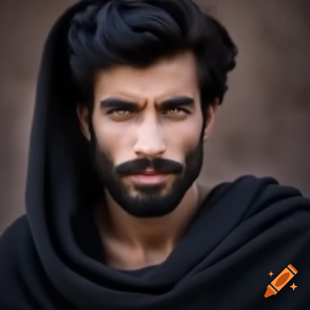 Handsome man wearing a black Pakistani shawl