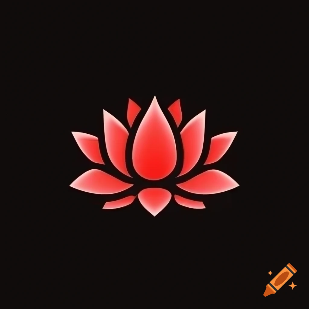 Red lotus logo on black background