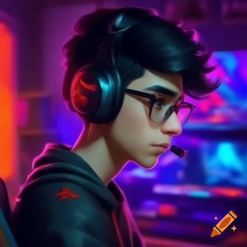 Gamerboy with gaming setup and equipment