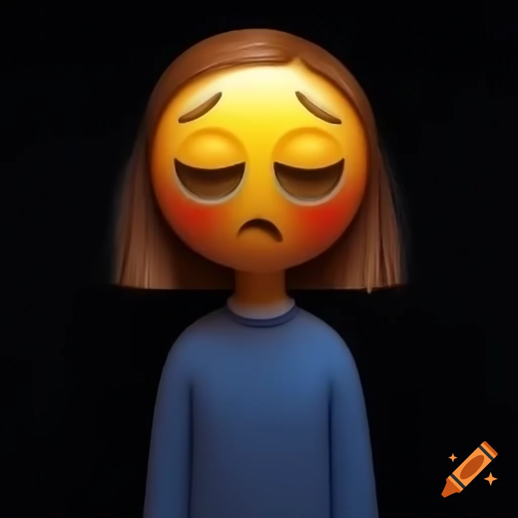 Faceless girl with emoji head, abstract concept