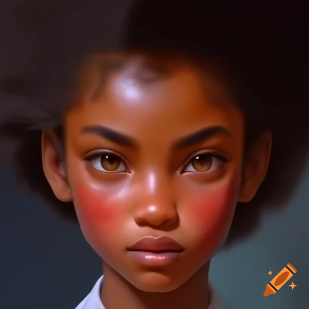 Young anime woman with rich brown skin