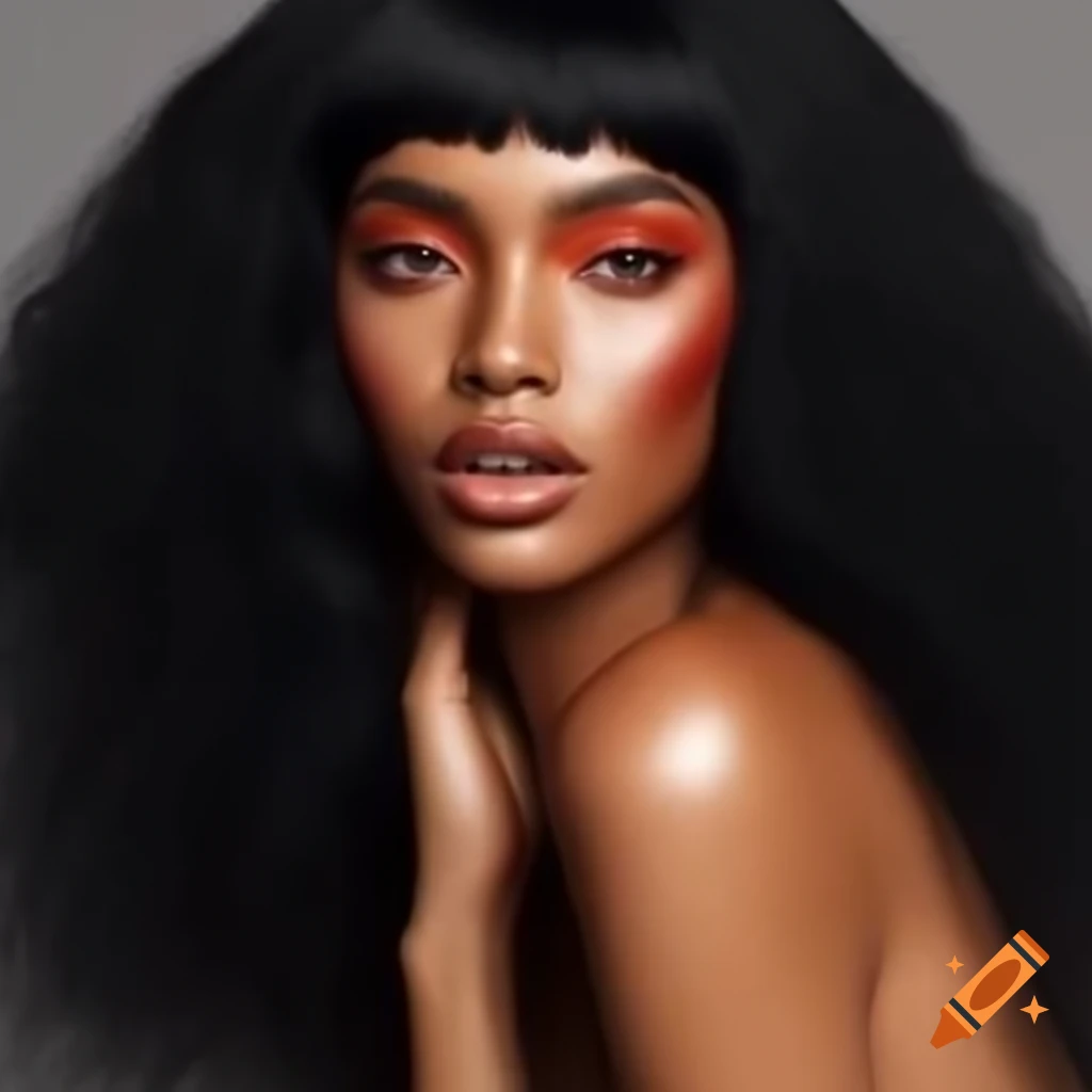 Portrait of a Japanese African American woman with curly black hair and hazel eyes